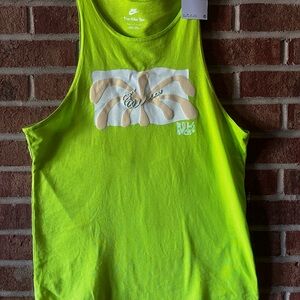 Nike Men S Neon Green Athletic Tank Top Textured Graphic Print 100% Cotton NWT
